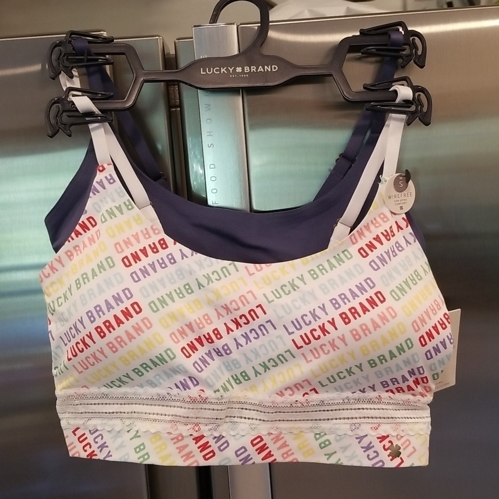 💕LUCKY BRAND💕 Logo Bralettes (2 Pk) Rainbow Logo Small S NWT